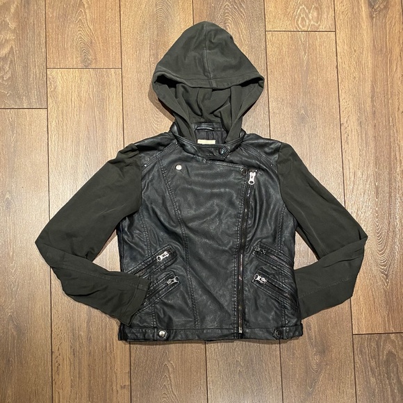 SILENCE AND NOISE Women's Vegan Leather Moto Jacket￨Size Large - Picture 8 of 16